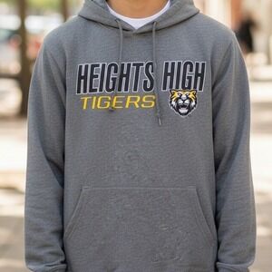 Heights High Tigers Grey Hoodie Sweatshirt Men's XL Athletic Pullover
